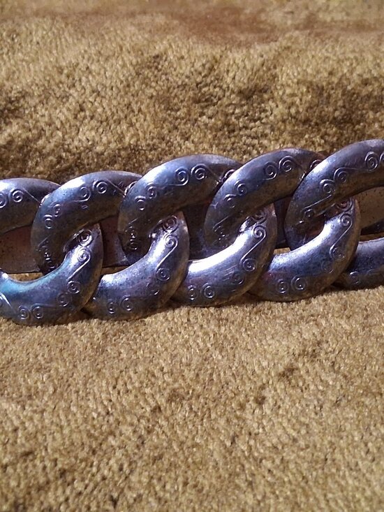 Vintage Barrette Hair Clip Silver Tone Circle Link Spiral Korea 3.5" - Picture 2 of 15